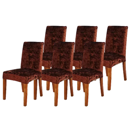 Quirky Hub Premium Wrinkle-Free Stretchable | Washable Plain Velvet Chair Covers , Crushed Velvet Brown