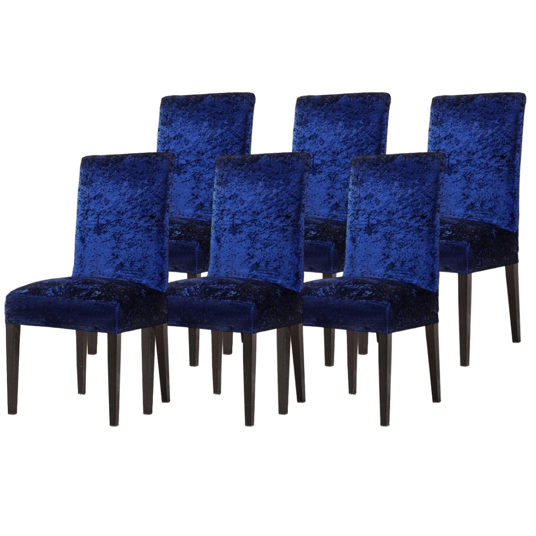 Quirky Hub Premium Wrinkle-Free Stretchable | Washable Plain Velvet Chair Covers| Navy Blue