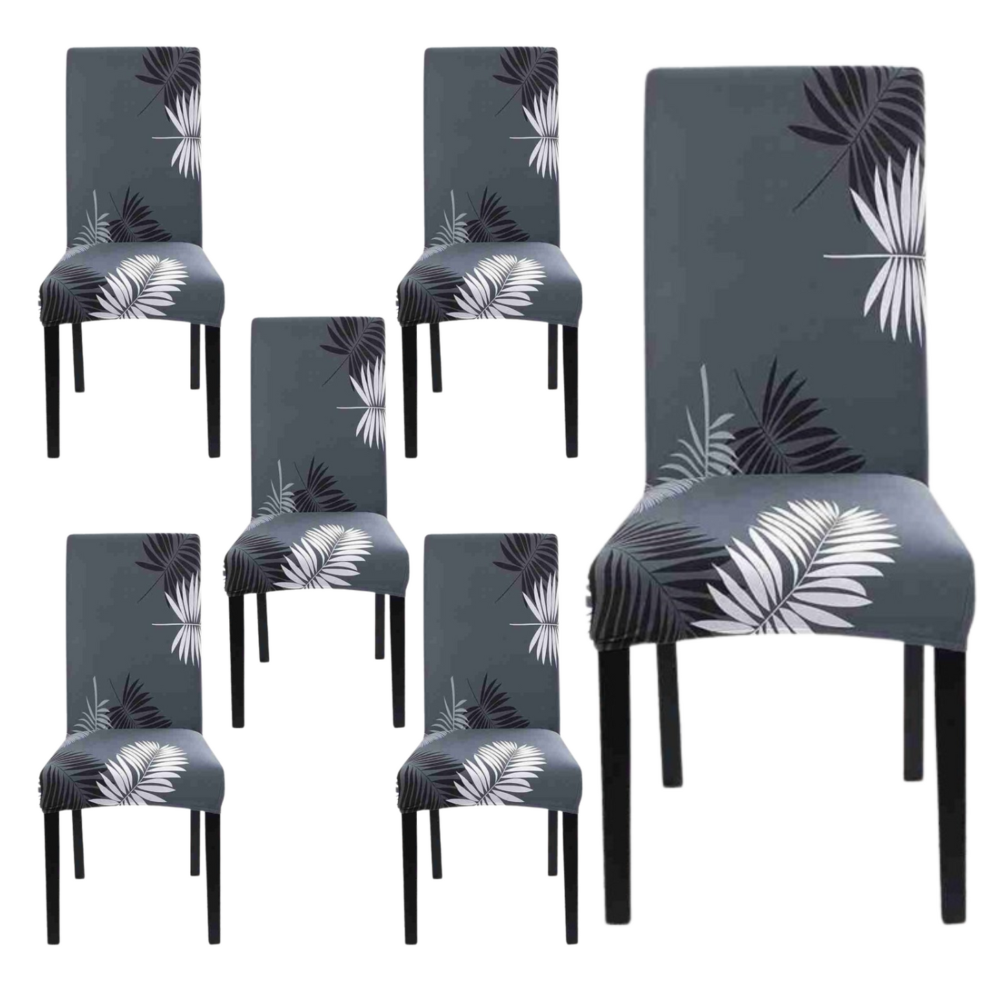 STRETCHABLE CHAIR COVERS, GRAY FLORAL