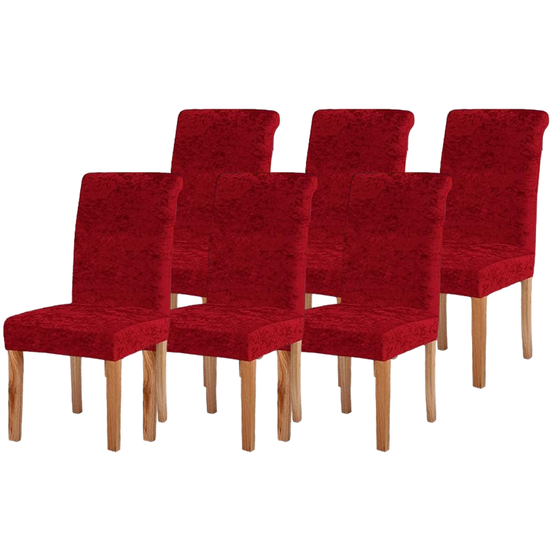 Quirky Hub Premium Wrinkle-Free Stretchable | Washable Plain Velvet Chair Covers Red