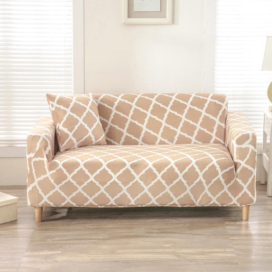 L Shape Quirkyhub Diamond Beige Strechable Sofa Cover
