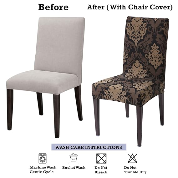 Quirky Hub Premium Wrinkle-Free | Elastic Stretchable | Washable|Chair Covers Brown Mint
