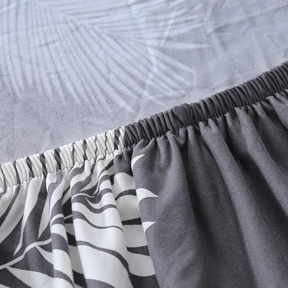 L Shape Grey Leaves Stretchable Sofa Cover