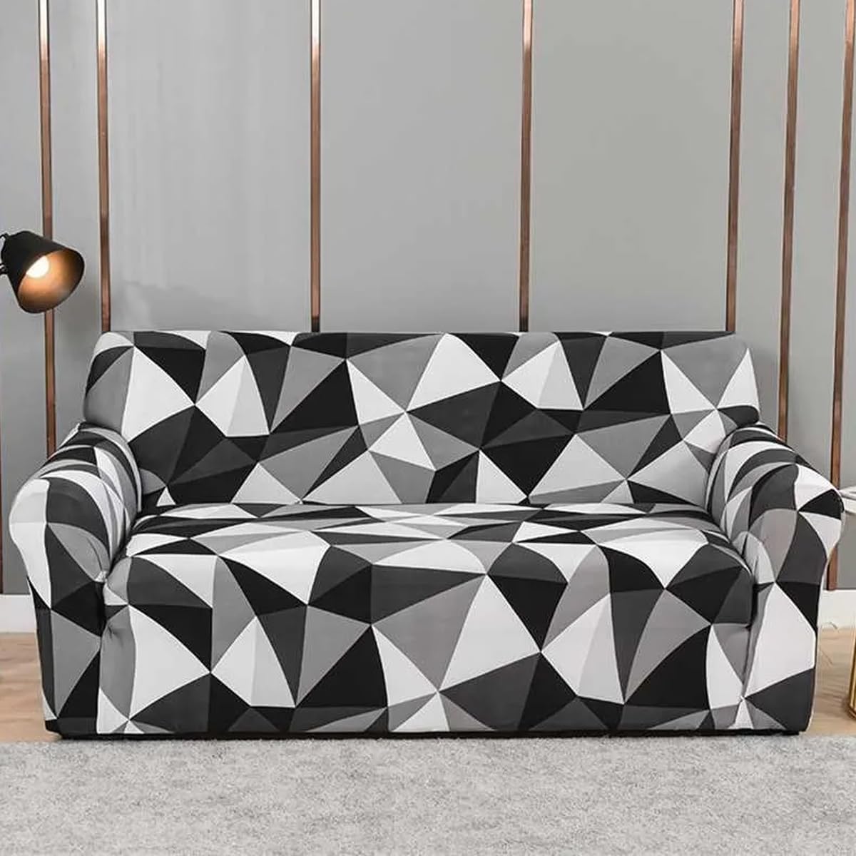 L shape Quirkyhub 2026 Black Multi Strechable Sofa Cover