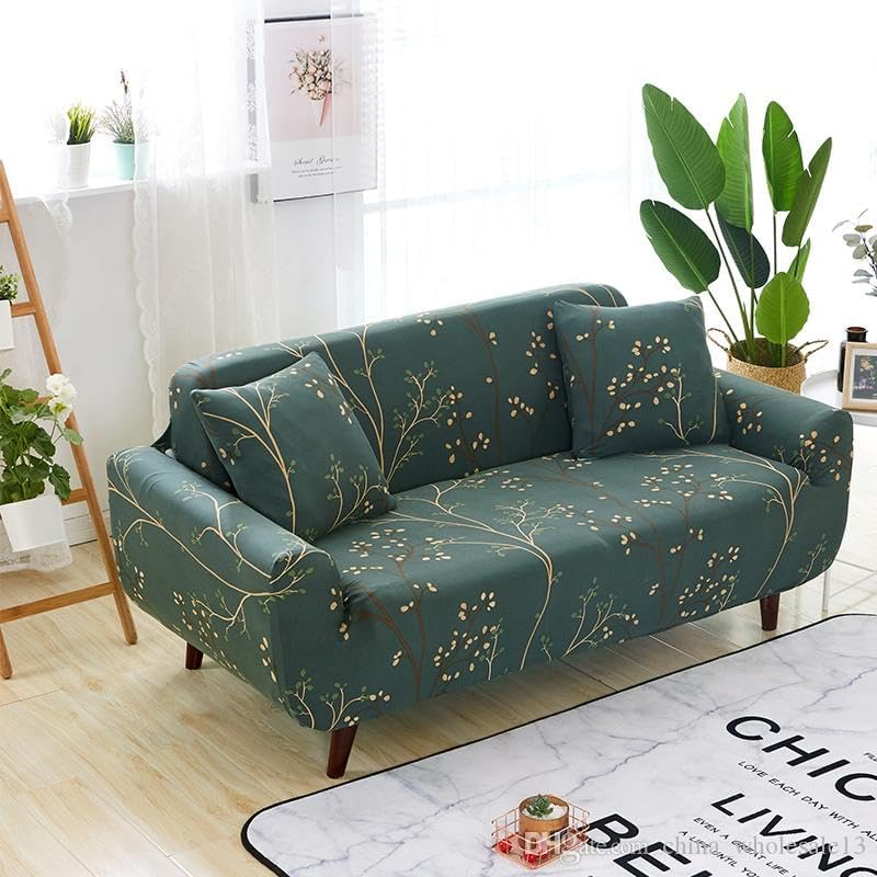 Quirky hub 2025 Green Floral Strechable Sofa Cover