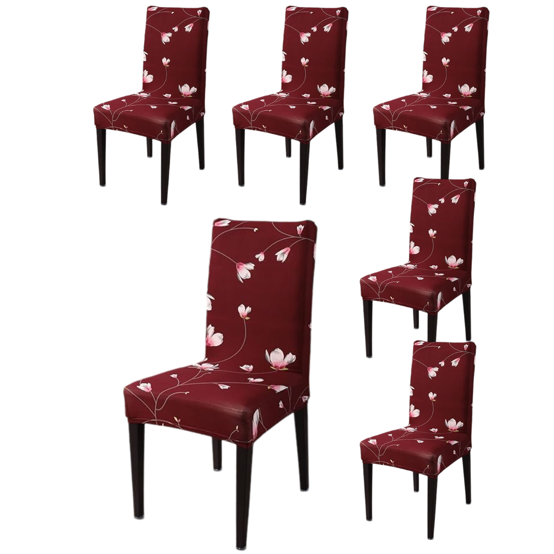 Floral Maroon Printed Chair Cover