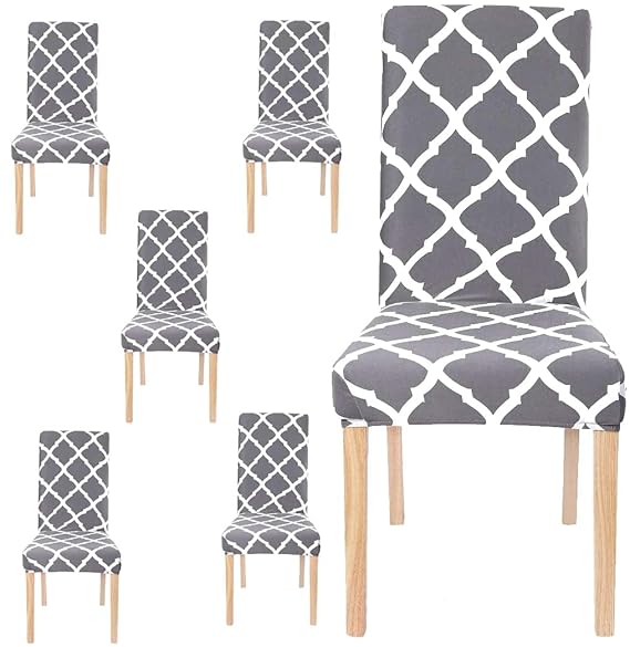 STRETCHABLE CHAIR COVERS, DIAMOND GREY
