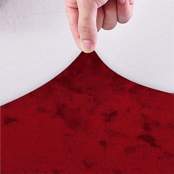 Quirky Hub Premium Wrinkle-Free Stretchable | Washable Plain Velvet Chair Covers Red