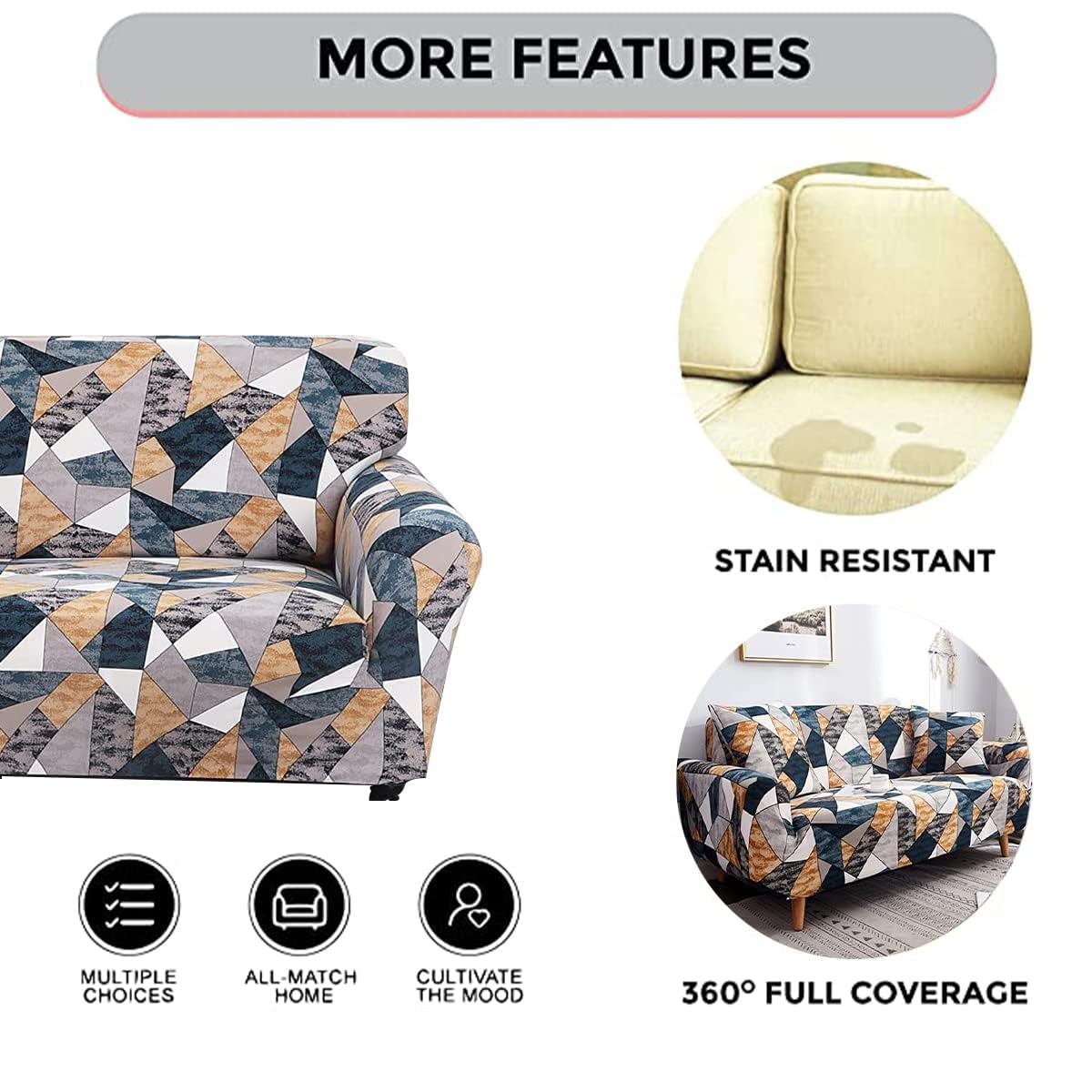 Quirky Hub Premium Wrinkle-Free Stretchable | Elastic Universal Stretchable Sofa Cover Orange Smoke