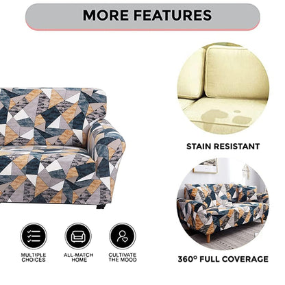 Quirky Hub Premium Wrinkle-Free Stretchable | Elastic Universal Stretchable Sofa Cover Orange Smoke