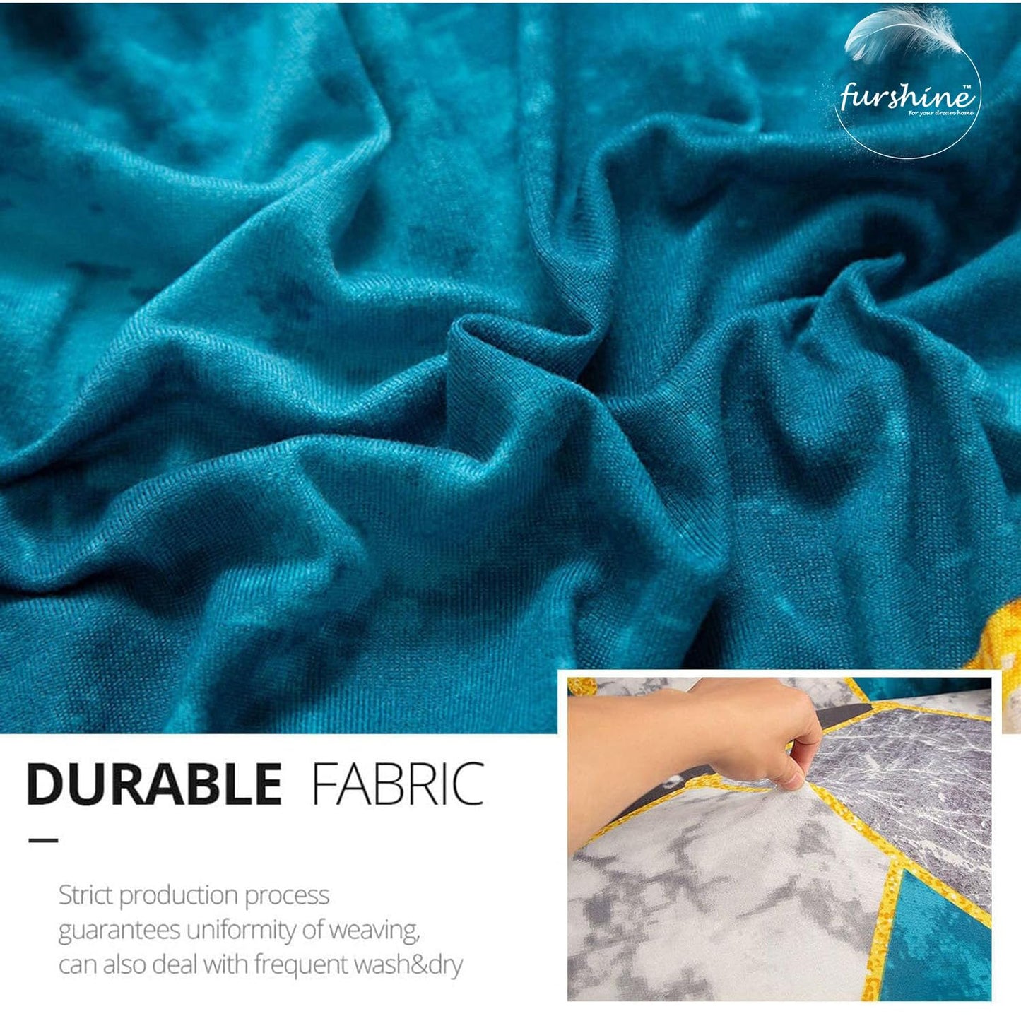 L Shape Quirkyhub Blue Marble Strechable Sofa Cover