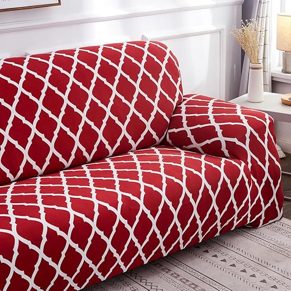 Quirky Hub L Shape Premium Extensible Sofa Set Cover Red Diamond