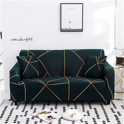 Quirky Hub Premium Wrinkle-Free Stretchable | Elastic Universal Stretchable Sofa Cover Gold Prism