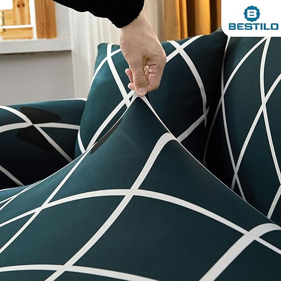L Shape Cross Blue Strechable Sofa Cover