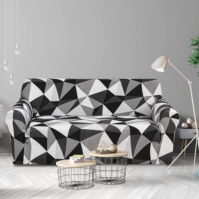 Quirky Hub Premium Wrinkle-Free Stretchable | Elastic Universal Stretchable Sofa Cover Black Multi