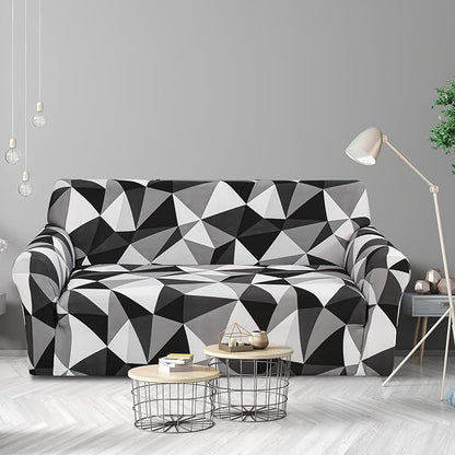 Quirky Hub Premium Wrinkle-Free Stretchable | Elastic Universal Stretchable Sofa Cover Black Multi