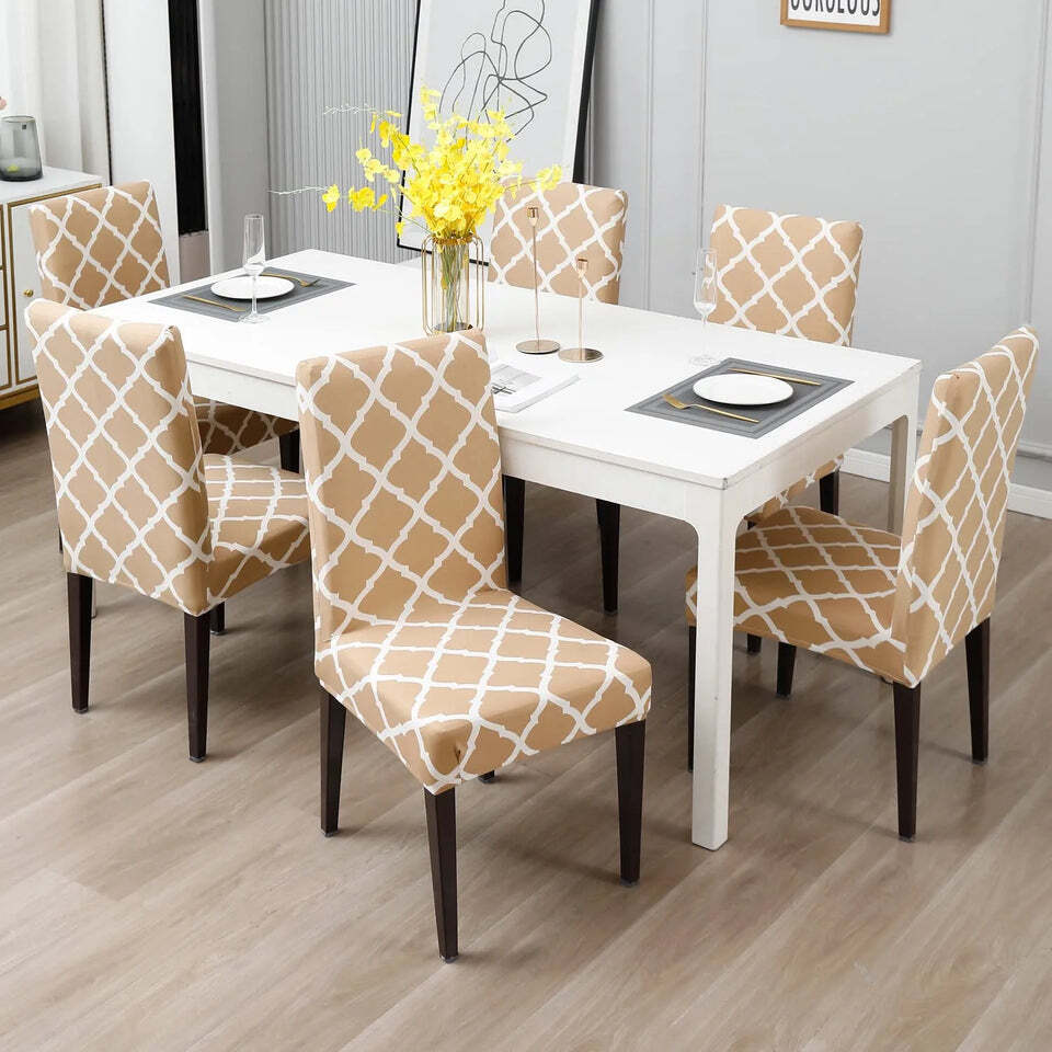 Diamond Beige Printed Chair Cover