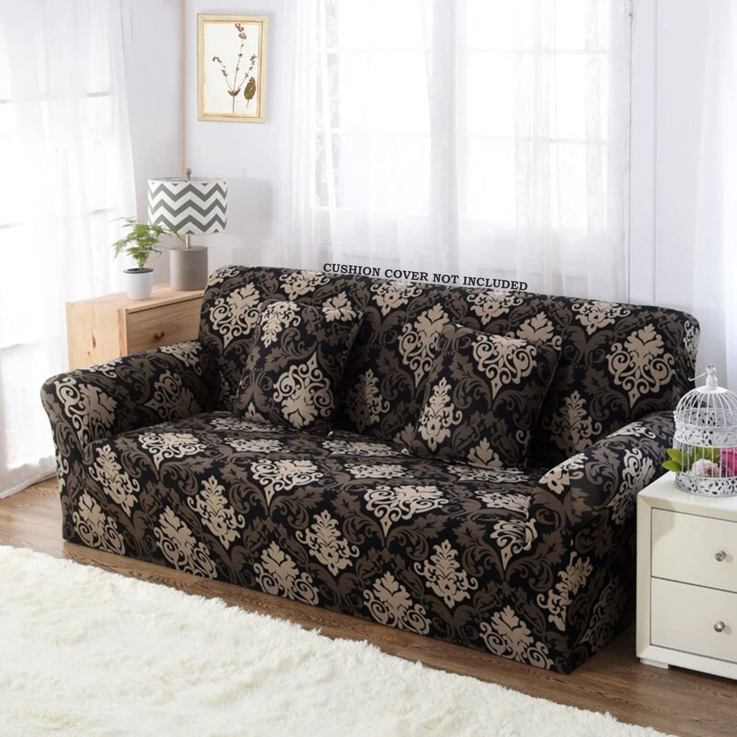 Quirky Hub L Shape Premium Extensible Sofa Set Cover Brown Mint