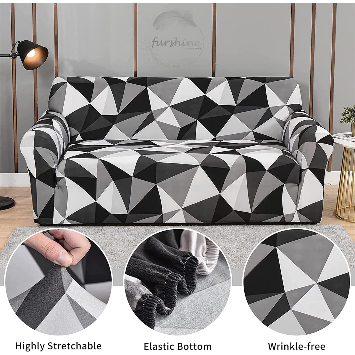 L shape Quirkyhub 2026 Black Multi Strechable Sofa Cover