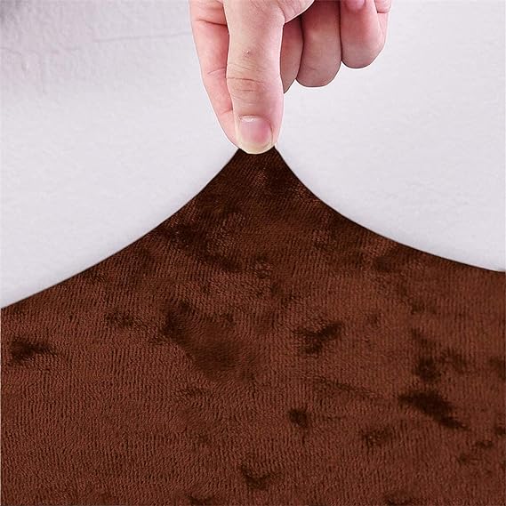 Quirky Hub Premium Wrinkle-Free Stretchable | Washable Plain Velvet Chair Covers , Crushed Velvet Brown