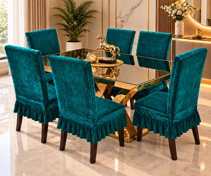 Jacquard Frill Dining Chair Cover Set – 6 Colours, Packs of 4/6/8