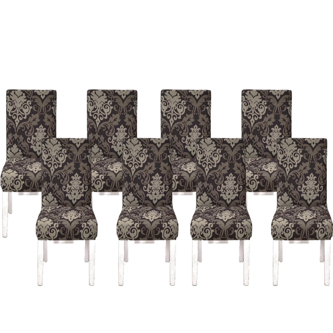 Black Brocade Printed Chair Cover