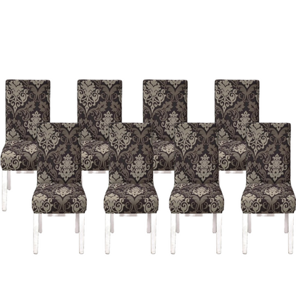 Black Brocade Printed Chair Cover