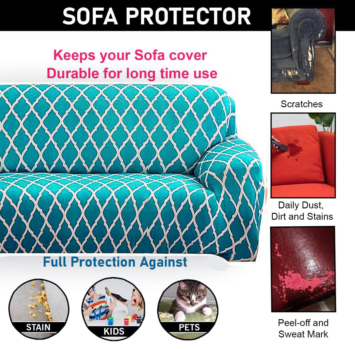 L Shape Quirkyhub Sky Diamond Strechable Sofa Cover