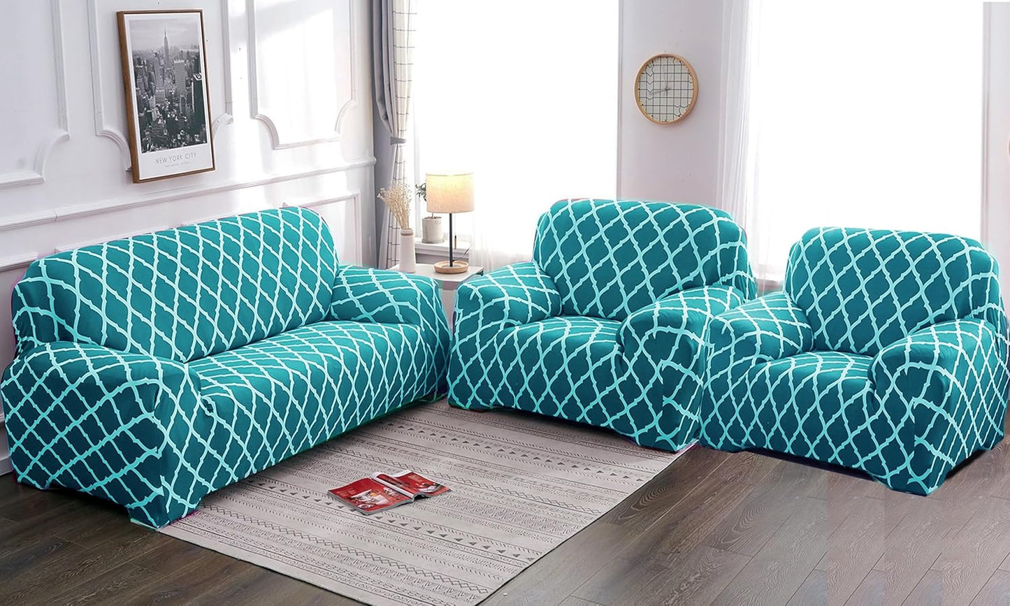 Quirkyhub 2026 Blue Diamond Strechable Sofa Cover