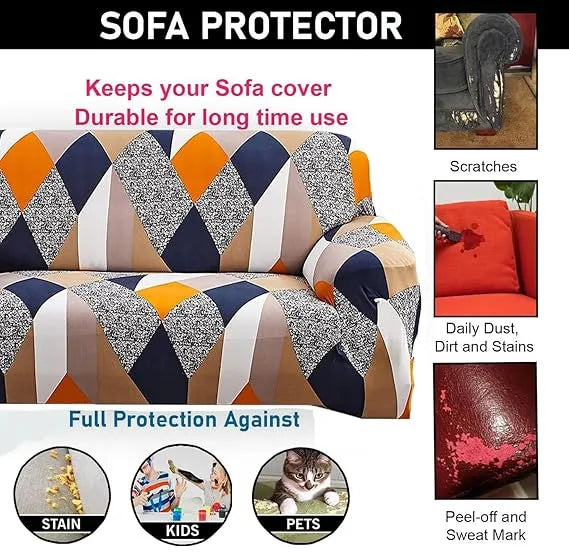 Quirky Hub L Shape Premium Extensible Sofa Set Cover Orange Prism
