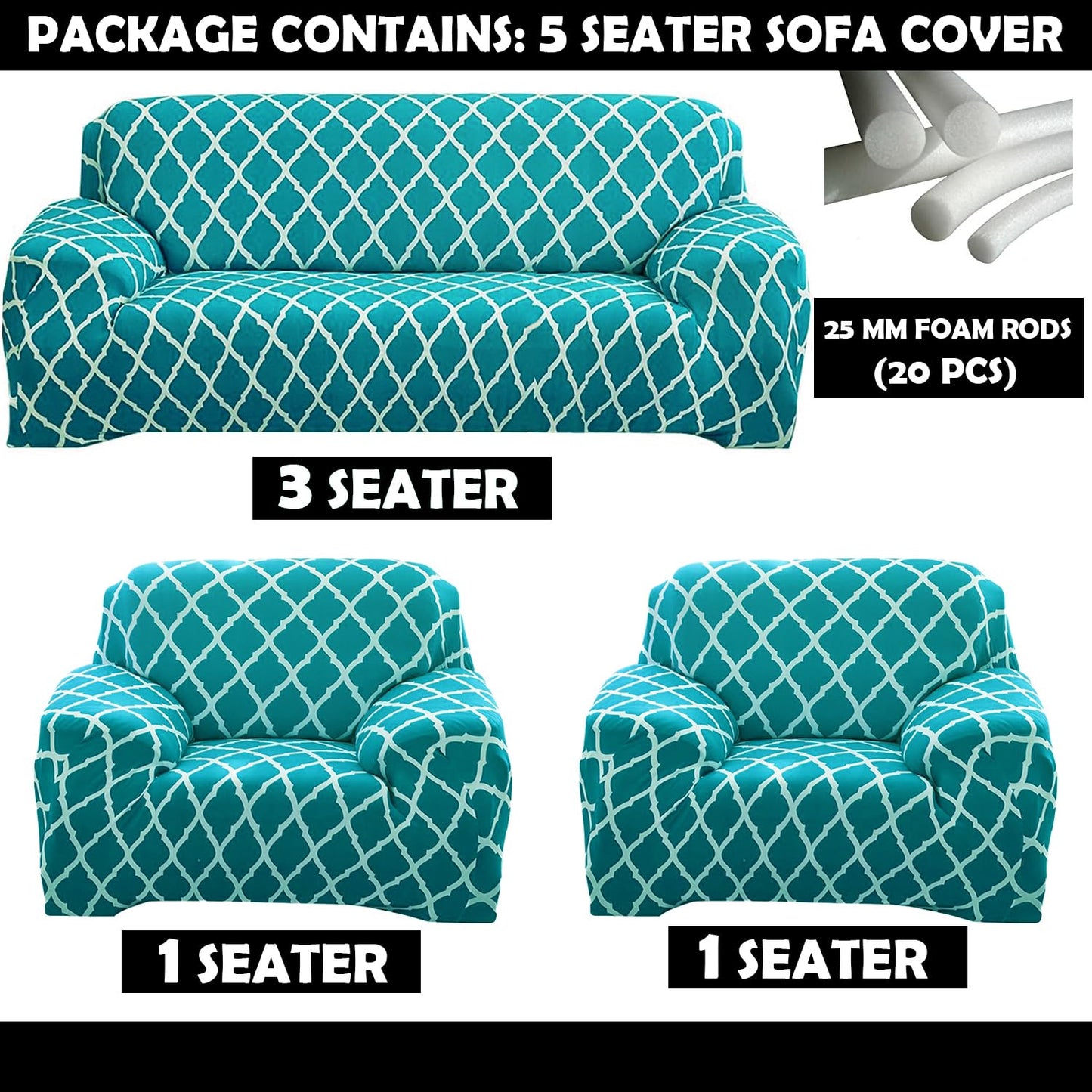 L Shape Quirkyhub Sky Diamond Strechable Sofa Cover