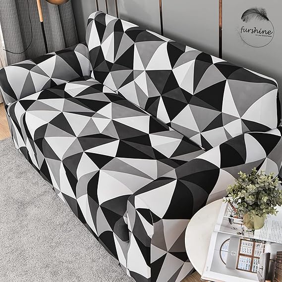 Quirky Hub Premium Wrinkle-Free Stretchable | Elastic Universal Stretchable Sofa Cover Black Multi