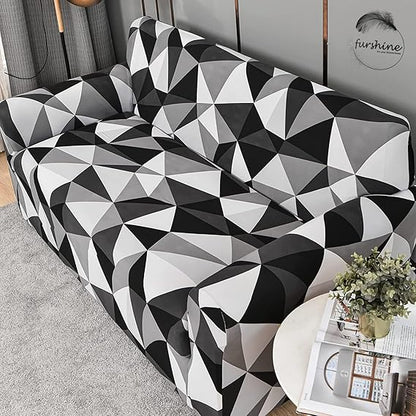Quirky Hub Premium Wrinkle-Free Stretchable | Elastic Universal Stretchable Sofa Cover Black Multi