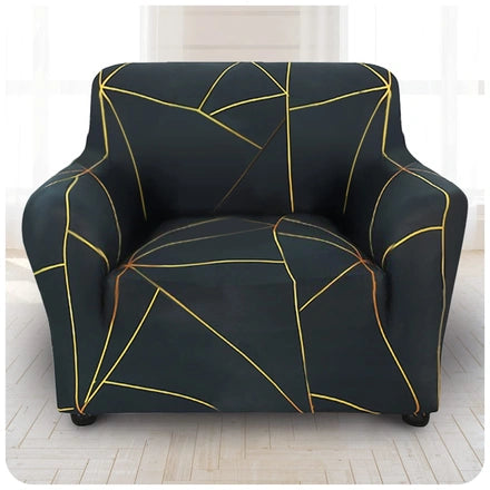 Quirky Hub Premium Wrinkle-Free Stretchable | Elastic Universal Stretchable Sofa Cover Gold Prism