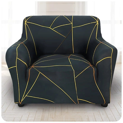 Quirky Hub Premium Wrinkle-Free Stretchable | Elastic Universal Stretchable Sofa Cover Gold Prism