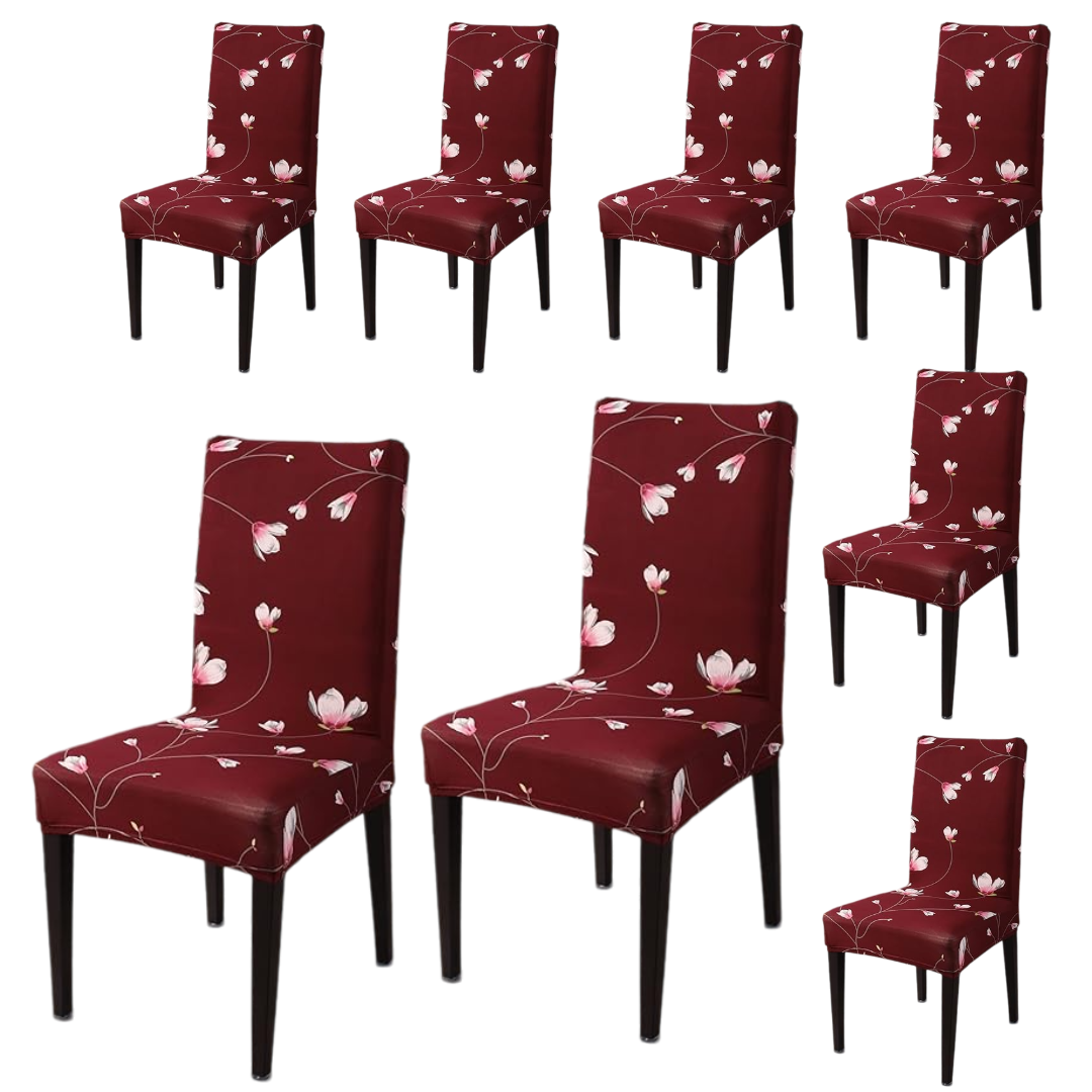 Floral Maroon Printed Chair Cover
