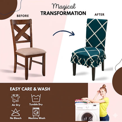 Quirky Hub Decorative Frill Dining Chair Cover Set – Premium Washable Stretch Chair Covers with Elastic Fit (Copy)