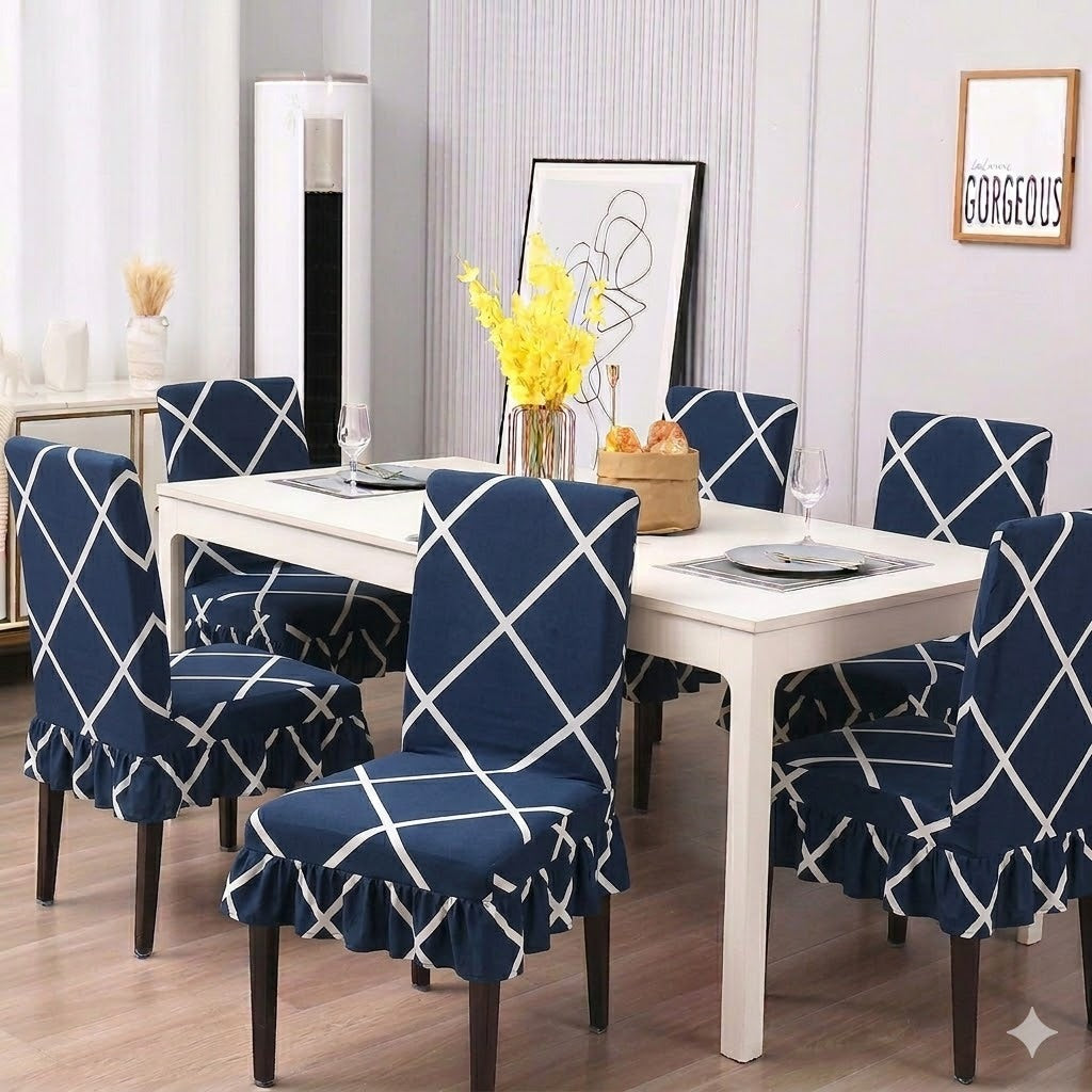 Quirky Hub Decorative Frill Dining Chair Cover Set – Premium Washable Stretch Chair Covers with Elastic Fit (Copy)