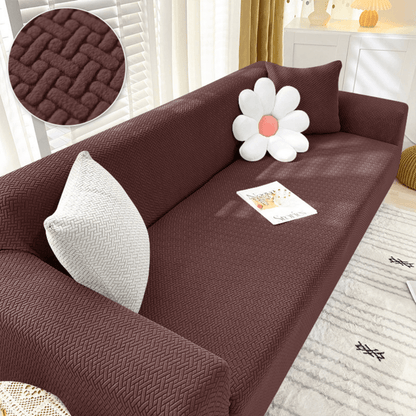 Brown Castle L Shape Polar Fleece Sofa Cover – Soft, Stretchable & Washable Corner Sofa Protector