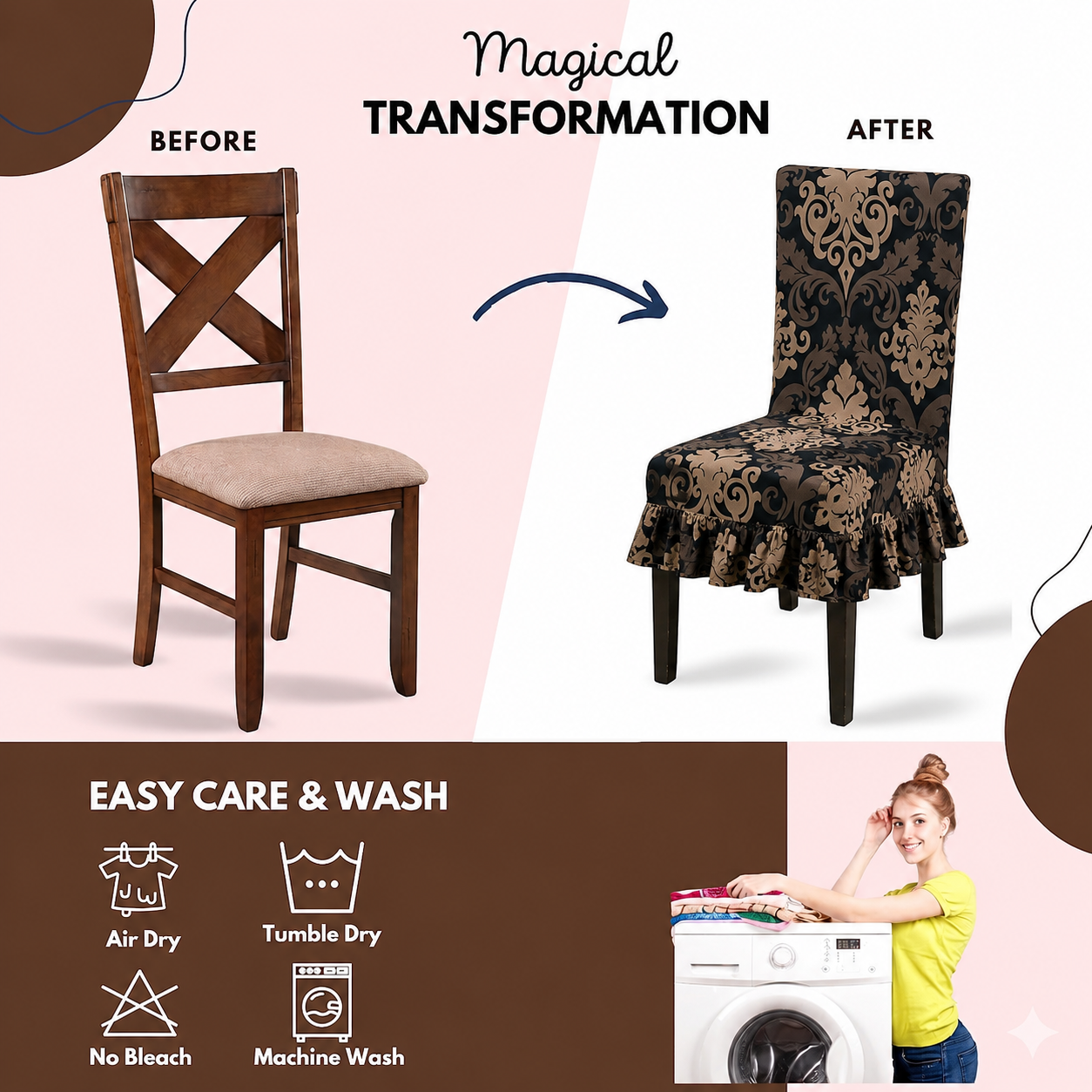 Quirky Hub Decorative Frill Dining Chair Cover Set – Premium Washable Stretch Chair Covers with Elastic Fit (Copy) (Copy) (Copy)