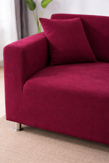 L Shape Quirkyhub Plain Red Strechable Sofa Cover