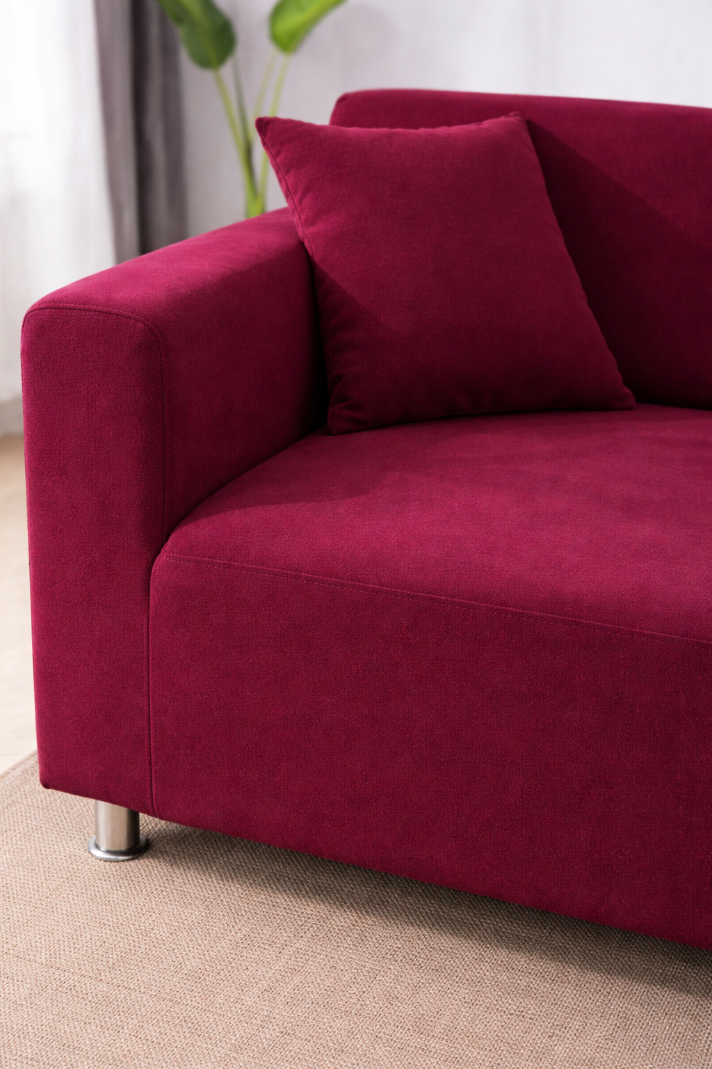 L Shape Quirkyhub Plain Red Strechable Sofa Cover