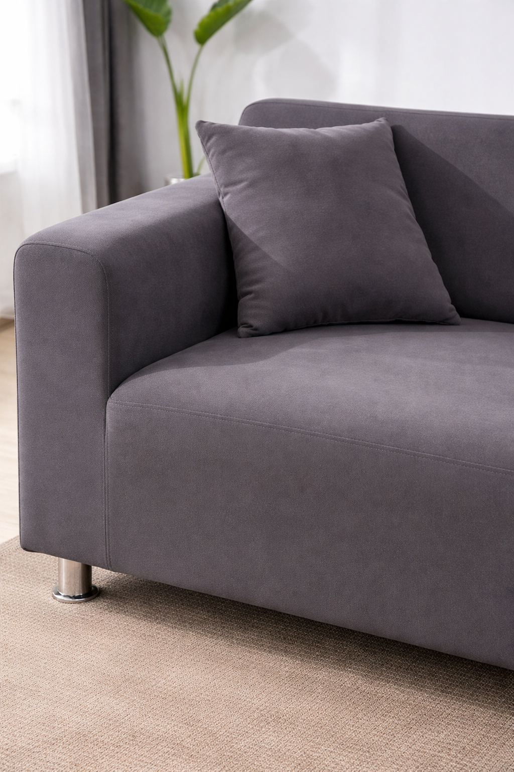 L Shape Quirkyhub Plain Gray Strechable Sofa Cover