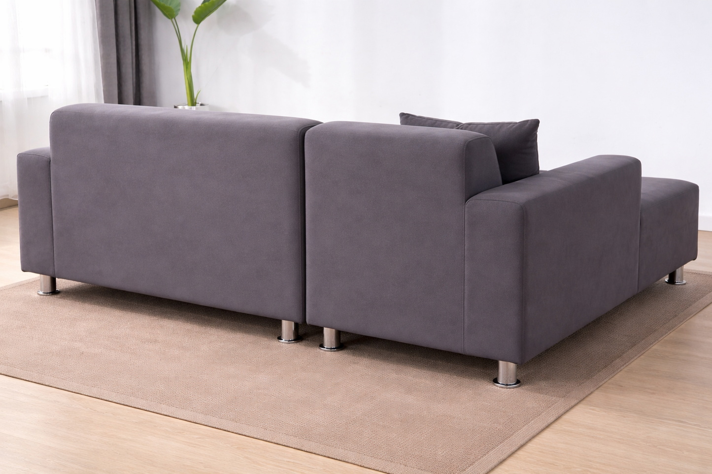 L Shape Quirkyhub Plain Gray Strechable Sofa Cover