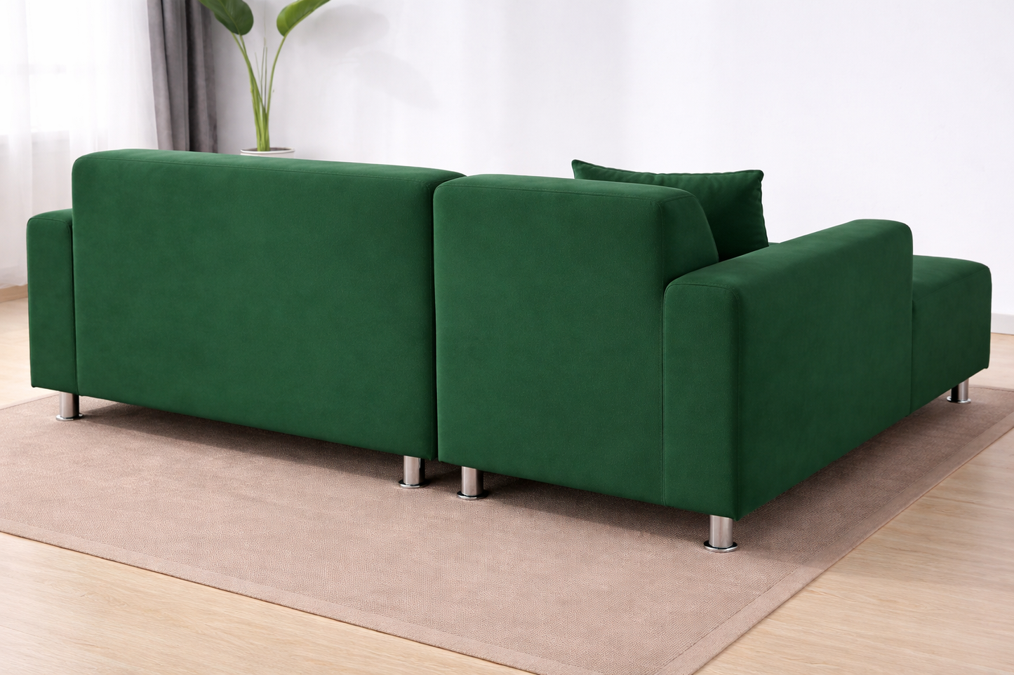 L Shape Quirkyhub Plain Green Strechable Sofa Cover