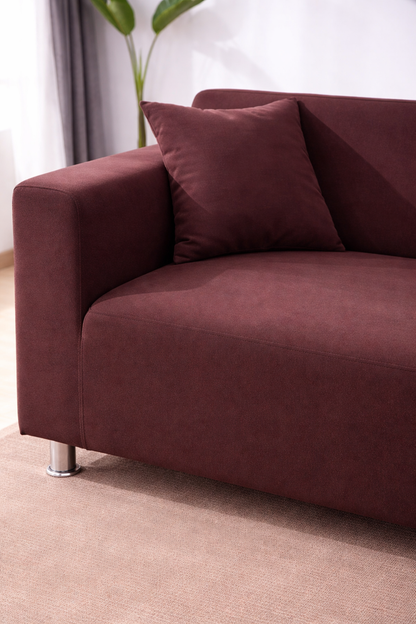L Shape Quirkyhub Plain Coffee Color Strechable Sofa Cover