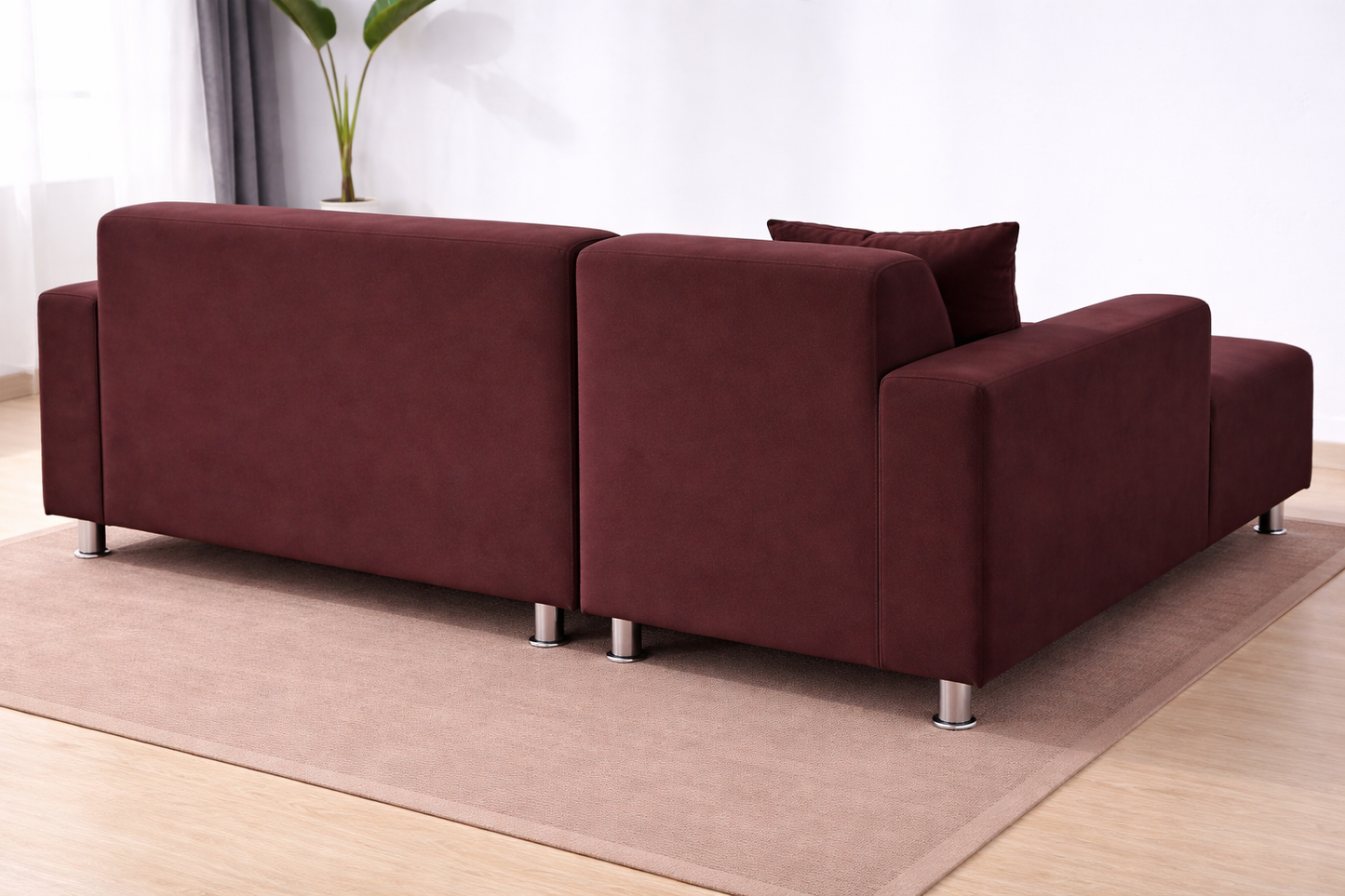 L Shape Quirkyhub Plain Coffee Color Strechable Sofa Cover