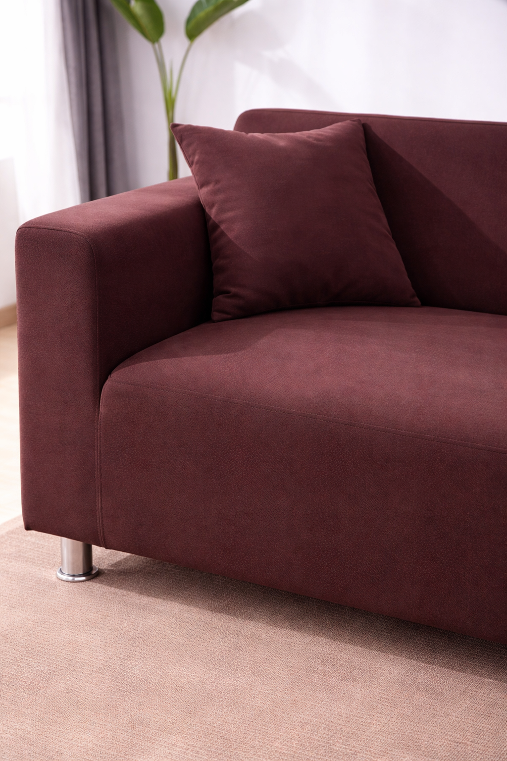 L Shape Quirkyhub Plain Coffee Color Strechable Sofa Cover