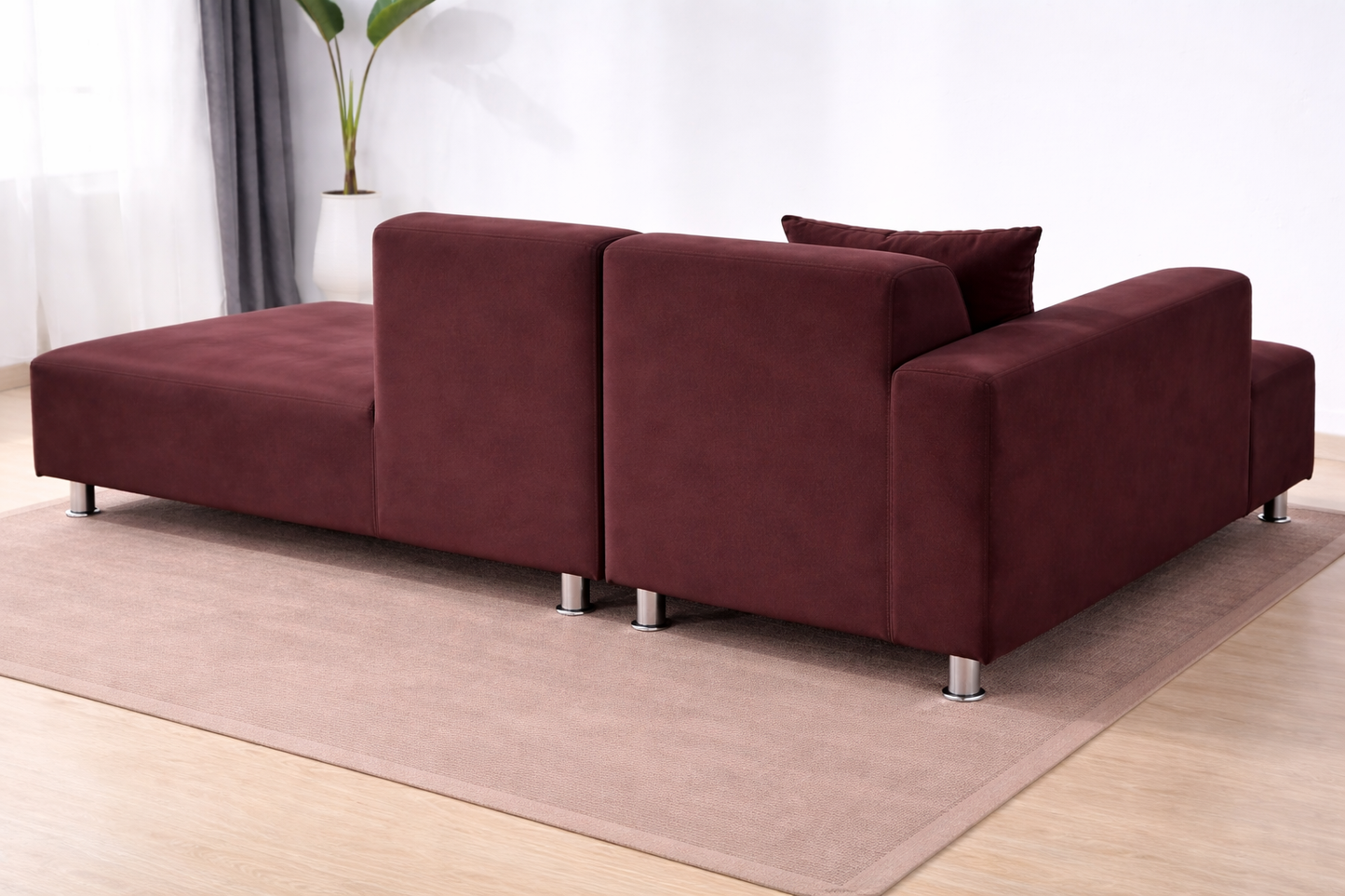 L Shape Quirkyhub Plain Coffee Color Strechable Sofa Cover