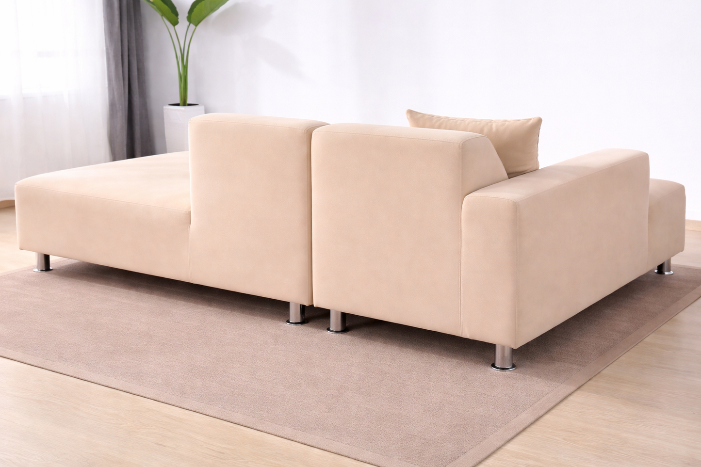 L Shape Quirkyhub Plain Beige Strechable Sofa Cover